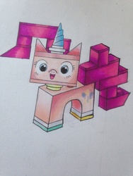 Size: 2448x3264 | Tagged: safe, artist:catscratchpaper, pinkie pie, g4, crossover, fusion, high res, lego, the lego movie, traditional art, unikitty