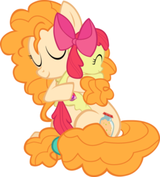 Size: 8394x9300 | Tagged: safe, alternate version, artist:ace play, apple bloom, pear butter, pony, g4, absurd resolution, adorabloom, cute, daaaaaaaaaaaw, duo, female, filly, hug, mother and daughter, pearabetes, simple background, sweet dreams fuel, transparent background, vector