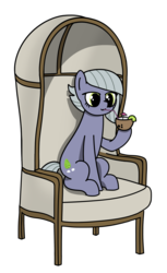 Size: 2046x3347 | Tagged: safe, artist:czu, limestone pie, earth pony, pony, g4, chair, coconut, drink, drinking, female, food, high res, mare, simple background, sitting, smiling