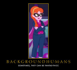 Size: 576x525 | Tagged: safe, edit, screencap, ginger specs, equestria girls, g4, twilight under the stars, spoiler:eqg series (season 2), background human, female, hips, motivational poster, thick, wide hips