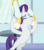 Size: 666x761 | Tagged: safe, screencap, rarity, pony, unicorn, g4, rarity investigates, bipedal, clothes, cropped, dress, eyes closed, female, mannequin, mare, smiling, solo