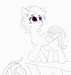 Size: 1280x1337 | Tagged: safe, artist:pabbley, rainbow dash, pegasus, pony, g4, 30 minute art challenge, ear fluff, female, monochrome, partial color, question mark, raised leg, solo, squidward the truck's coming, tentacle pit, tentacles, unaware, walking