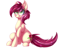 Size: 1800x1400 | Tagged: safe, artist:sodapopfairypony, roseluck, earth pony, pony, g4, female, mare, raised hoof, simple background, sitting, solo, transparent background