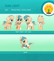 Size: 2500x2811 | Tagged: safe, artist:centchi, oc, oc only, oc:sun light, pegasus, pony, female, filly, high res, reference sheet, solo