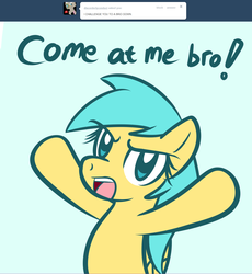 Size: 1280x1390 | Tagged: safe, artist:datahmedz, sunshower raindrops, pony, raindropsanswers, g4, ask, come at me bro, female, solo, tumblr