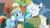 Size: 1920x1080 | Tagged: safe, screencap, rainbow dash, spotlight show, earth pony, pegasus, pony, g4, stranger than fan fiction, clothes, female, hoof around neck, male, mare, salespony, stallion