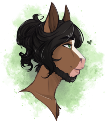 Size: 1084x1270 | Tagged: safe, artist:askbubblelee, oc, oc only, oc:walter nutt, earth pony, horse, anthro, anthro oc, beard, facial hair, heart, male, smiling, solo, stallion