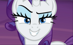 Size: 1516x941 | Tagged: safe, screencap, rarity, pony, unicorn, g4, made in manehattan, close-up, cropped, female, lidded eyes, looking at you, mare, raised eyebrow, smiling, smirk, smug, solo