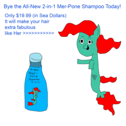 Size: 3000x3000 | Tagged: artist needed, safe, oc, oc only, seapony (g4), advertisement, blue text, high res, shampoo, simple background, solo, transparent background