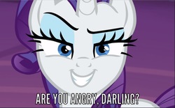 Size: 800x497 | Tagged: safe, edit, edited screencap, screencap, rarity, pony, g4, made in manehattan, close-up, cropped, darling, evil smile, female, grin, lidded eyes, meme, raised eyebrow, smiling, smirk, smug, solo