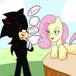 Size: 2000x2000 | Tagged: safe, artist:soul-yagami64, fluttershy, g4, crossover, high res, male, shadow the hedgehog, sonic the hedgehog, sonic the hedgehog (series)