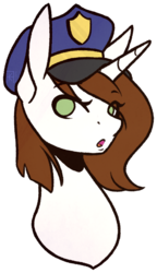 Size: 490x848 | Tagged: safe, artist:ak4neh, oc, oc only, oc:brittneigh ackermane, pony, unicorn, female, mare, police hat, simple background, solo, transparent background