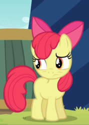 Size: 669x938 | Tagged: safe, screencap, apple bloom, earth pony, pony, brotherhooves social, g4, bow, cropped, female, filly, hair bow, solo, worried