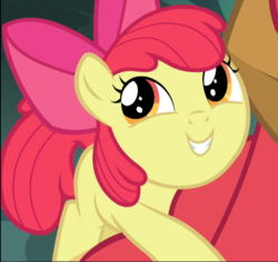 Size: 993x939 | Tagged: safe, screencap, apple bloom, big macintosh, earth pony, pony, brotherhooves social, g4, adorabloom, bow, cropped, cute, female, filly, hair bow, happy, hug, male, smiling, solo focus, stallion