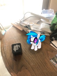 Size: 3024x4032 | Tagged: safe, gameloft, photographer:undeadponysoldier, dj pon-3, pinkie pie, vinyl scratch, pony, g4, bluetooth, game, irl, photo, ponies in real life