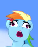 Size: 131x163 | Tagged: safe, screencap, rainbow dash, pony, g4, my little pony: the movie, burp, cropped, derp face, faic, female, funny, paused moment, solo, wat