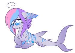 Size: 2435x1731 | Tagged: safe, artist:crystal-tranquility, oc, oc only, oc:nimune, monster pony, original species, shark pony, female, simple background, solo, teary eyes, transparent background