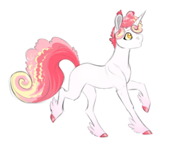 Size: 800x678 | Tagged: safe, artist:vindhov, oc, oc only, pony, unicorn, colored hooves, commission, crack ship offspring, feathered fetlocks, offspring, parent:prince blueblood, parent:princess cadance, realistic horse legs, simple background, solo, transparent background