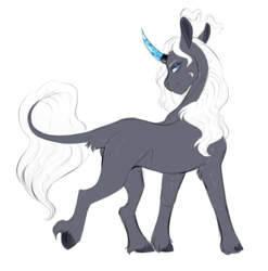 Size: 800x811 | Tagged: safe, artist:vindhov, oc, oc only, pony, unicorn, colored horn, commission, crack ship offspring, curved horn, horn, leonine tail, magical gay spawn, offspring, parent:king sombra, parent:prince blueblood, realistic horse legs, simple background, solo, transparent background, unshorn fetlocks