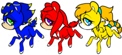 Size: 1145x517 | Tagged: safe, artist:bass-boosted-adopts, artist:spellofthedead, pony, base used, knuckles the echidna, male, miles "tails" prower, ponified, sonic the hedgehog, sonic the hedgehog (series)