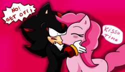 Size: 1420x816 | Tagged: safe, artist:soul-yagami64, pinkie pie, g4, crossover, male, shadow the hedgehog, sonic the hedgehog, sonic the hedgehog (series)