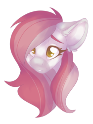 Size: 1932x2576 | Tagged: safe, artist:missclaypony, oc, oc only, oc:hibiscus rose, pony, bust, ear fluff, female, floppy ears, hair over one eye, heart eyes, mare, simple background, solo, transparent background, wingding eyes