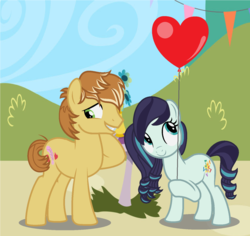 Size: 1516x1432 | Tagged: safe, artist:dark-ligth, coloratura, feather bangs, pony, g4, balloon, base used, colorabangs, female, globe, male, shipping, straight