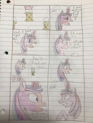 Size: 3264x2448 | Tagged: safe, artist:asiandra dash, twilight sparkle, pony, comic:my little amnesia, g4, cave, high res, lined paper, mine, mining cave, pencil drawing, traditional art