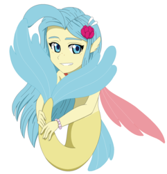 Size: 1335x1387 | Tagged: safe, artist:fantasygerard2000, princess skystar, mermaid, seapony (g4), equestria girls, g4, my little pony: the movie, equestria girls-ified, looking at you, simple background, smiling, tail hold, white background