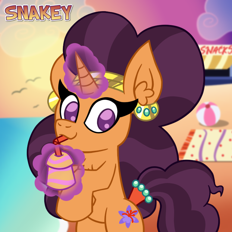 1995254 Safe Artist Snakeythingy Saffron Masala Pony G4 Beach