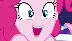 Size: 1920x1080 | Tagged: safe, screencap, pinkie pie, equestria girls, g4, my little pony equestria girls: better together, twilight under the stars, bare shoulders, breaking the fourth wall, close-up, cute, diapinkes, face, female, fourth wall, sleeveless, smiling, strapless