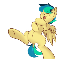 Size: 4000x4000 | Tagged: safe, artist:urpone, oc, oc only, oc:apogee, pegasus, pony, belly button, dock, ear fluff, floppy ears, happy, laughing, lying down, simple background, smiling, transparent background