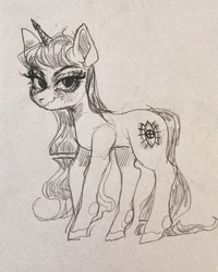 Size: 1080x1350 | Tagged: safe, artist:palace, oc, oc:palace, pony, unicorn, cutie mark, full body, pencil drawing, traditional art