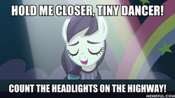 Size: 600x337 | Tagged: safe, edit, edited screencap, screencap, coloratura, earth pony, pony, g4, season 5, the mane attraction, britney spears, elton john, hold me closer, impact font, memeful.com, rara, the magic inside, tiny dancer