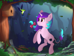 Size: 2280x1730 | Tagged: safe, artist:louisep3, oc, oc only, bird, pony, female, forest, mare, scenery, solo