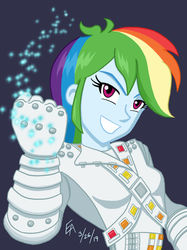 Size: 800x1067 | Tagged: safe, artist:mayorlight, rainbow dash, equestria girls, g4, captain eo, clothes, cosplay, costume, digital art, female, looking at you, michael jackson, solo