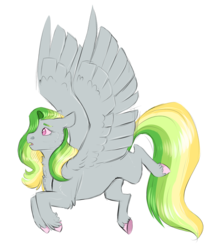 Size: 600x694 | Tagged: safe, artist:vindhov, oc, oc only, pegasus, pony, colored hooves, crack ship offspring, mae, magical lesbian spawn, offspring, parent:limestone pie, parent:rainbow dash, simple background, solo, transparent background