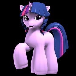 Size: 2500x2500 | Tagged: safe, artist:argos90, twilight sparkle, filly (filly funtasia), pony, unicorn, g4, 3d, black background, crossover, filly (dracco), filly funtasia, high res, missing cutie mark, mlp to filly funtasia, simple background, style emulation, unicorn twilight