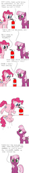 Size: 1203x7013 | Tagged: safe, artist:hoofclid, cheerilee, pinkie pie, earth pony, pony, g4, balloonie pie, female, floating, fourth wall, helium, helium inflation, helium tank, helium voice, in which pinkie pie forgets how to gravity, inflation, mare, pinkie being pinkie, pinkie physics, talking to viewer, that's not how science works