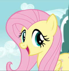 Size: 911x940 | Tagged: safe, screencap, fluttershy, pegasus, pony, g4, the one where pinkie pie knows, cropped, cute, female, mare, open mouth, shyabetes, smiling, solo