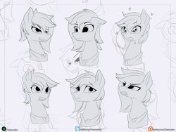 Size: 2670x2010 | Tagged: safe, artist:axtkatze, oc, oc only, pony, bust, expressions, female, high res, mare, patreon, patreon logo, practice, sketch