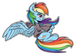 Size: 4111x2995 | Tagged: safe, artist:rysunkowasucharia, rainbow dash, pony, g4, backwards cutie mark, clothes, female, hoodie, invisible motorcyle, simple background, solo, transparent background