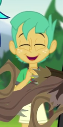 Size: 201x403 | Tagged: safe, screencap, snails, equestria girls, g4, my little pony equestria girls: legend of everfree, camp everfree outfits, clothes, cropped, cute, diasnails, eyes closed, male, shorts, smiling, solo