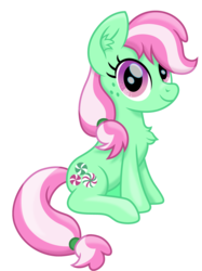 Size: 1120x1500 | Tagged: safe, artist:cloudy glow, minty (g4), earth pony, pony, g4, chest fluff, ear fluff, female, looking at you, mare, simple background, sitting, solo, transparent background