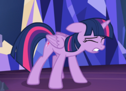 Size: 1094x788 | Tagged: safe, screencap, twilight sparkle, alicorn, pony, g4, what about discord?, cropped, distressed, eyes closed, female, folded wings, mare, sad, solo, twilight sparkle (alicorn), wings