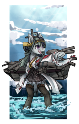Size: 1378x2167 | Tagged: safe, artist:lonerdemiurge_nail, marble pie, earth pony, pony, g4, bipedal, clothes, cosplay, costume, female, kantai collection, kongou, shipmare, solo