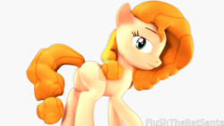Size: 2044x1150 | Tagged: safe, artist:flushthebatsanta, pear butter, earth pony, pony, g4, 3d, butt, female, looking back, mare, pear butt, plot, raised hoof, simple background, transparent background