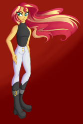 Size: 4000x6000 | Tagged: safe, artist:puddingskinmcgee, sunset shimmer, human, equestria girls, g4, female, hand on hip, solo, windswept hair