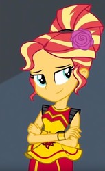 Size: 421x688 | Tagged: safe, sunset shimmer, equestria girls, equestria girls specials, g4, my little pony equestria girls: dance magic, alternate hairstyle, cute, flamenco dress, flower, flower in hair, sexy, shimmerbetes, sunset shimmer flamenco dress