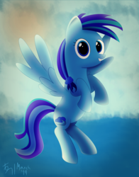 Size: 3646x4648 | Tagged: safe, artist:thedarksatanicorn, oc, oc only, oc:oceanic skies, pegasus, pony, flying, ocean, sky, smiling, solo, speedpaint